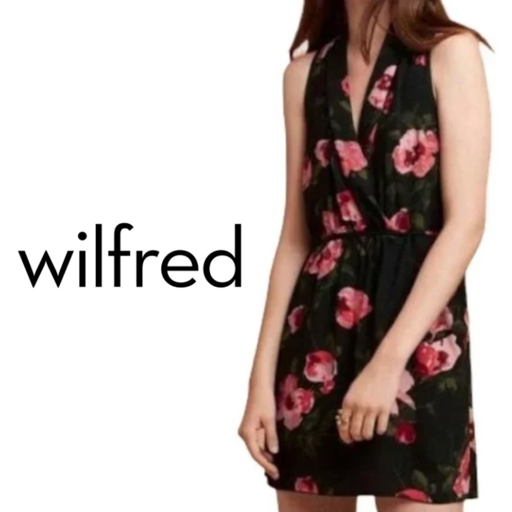 Wilfred Sabine Black Floral Babydoll Dress - Size Medium
